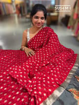 Red Banarasi Bandhej Silk saree : D62F014
