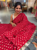 Red Banarasi Bandhej Silk saree : D62F014