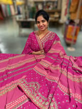 Majenta Kareena Inspired Gorgette Saree with allover mirrors SS5040
