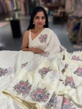Pastel yellow chinnon with embroidery SS50520
