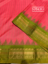 Coral vintage stripes Gadwal Silk Saree : S62F210