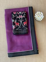 Winish purple Organza Saree with embroidered blouse