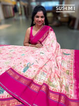 Pastel Pink Pichwai Printed Kanjeevaram Silk Saree