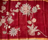 Maroon Designer Organza with Tissue applique work
