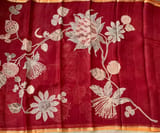 Maroon Designer Organza with Tissue applique work
