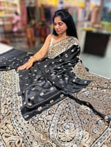 Black Pure Mashru Satin Saree with embroidery SS5016