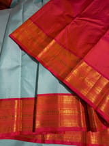 Sea Blue & Orangish pink combo  Vintage checks Kanjeevaram Saree SS50607