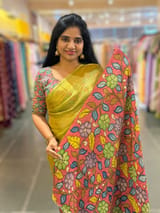 Apple Green Handloom Tissue & Pen kalamkari fusion Saree SS50407