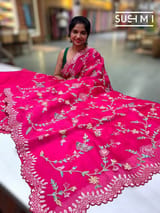 Pink Pure Organza with petite point embroidery: S62F171