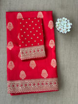 Red Designer Banarasi Silk Saree