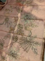Dusty Pink Printed Banarasi Tissue with Handwork. SS50380