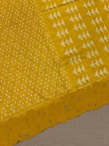 Mustard Cambodian–inspired Ikkat Silk Saree with cutwork Rose Border SS50345