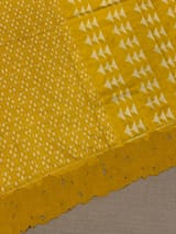 Mustard Cambodian–inspired Ikkat Silk Saree with cutwork Rose Border SS50345