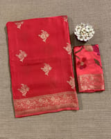 Dark Peach Pink Mashru Silk Saree with Paithani inspired embroidered blouse SS50572