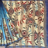 Mul silk tissue stripes handloom saree with handpainting