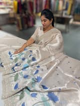 Silver Tissue Designer Saree with heavy handwork and embroidery SS50242