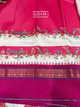 Dark Coral peach Pink designer Printed Kanjeevaram Silk Saree