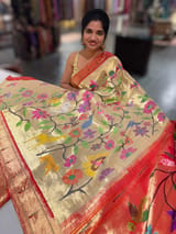Pure Handloom Allover Tissue Pythani Saree