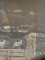 Olive Designer Banarasi Munga Tissue Saree with pichwai weaving