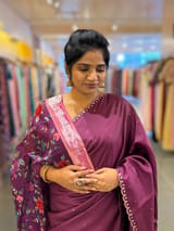 Wine tussar with fusion blouse SS50480