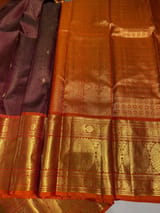 Coffee Brown & Rust Combo Vaira Oosi Checks Kanjeevaram  saree SS50604