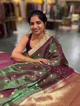 Green & Wine Combo Pure handloom Banarasi Tissue saree SS50429