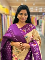 Chickoo & Purple combo Printed ikkath Patola saree