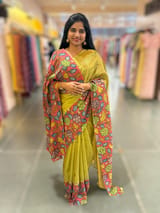Apple Green Handloom Tissue & Pen kalamkari fusion Saree SS50407