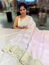 Ombre dyed Pure Organza Saree with parsi gara embroidery SS50278