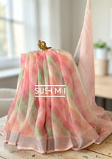 Floral printed handloom lenin saree