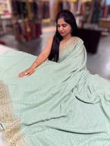 Mint Georgette Sequence saree with sabhyasachi borders and printed blouse SS50513