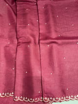 Burgundy Tussar with fusion blouse SS50458