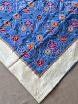 Cobalt Blue Pure tussar with patola inspired embroidery: S62F193