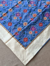 Cobalt Blue Pure tussar with patola inspired embroidery: S62F193