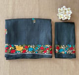 Elephant Grey Pure Handloom Tussar Saree