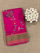 Rani pink petite point embroidered kanchi silk blouse