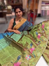 Chanderi Tissue Saree with Paithani inspired stripes