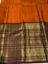 Rust Orange and Winish Brown Vintage Kanchipuram heavy Skirt border Saree SS50176