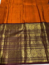 Rust Orange and Winish Brown Vintage Kanchipuram heavy Skirt border Saree SS50176