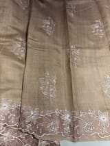 Chickoo Tussar Saree with organza embroidered border SS50550