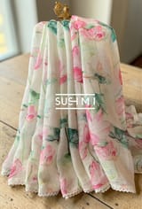 Pure lenin saree with statement Pichwai Print