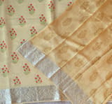 Besan Yellow Printed Chanderi Silk Saree with zari border SS50366