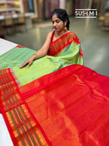 Mint green vintage checks Gadwal Silk Saree : S62F215