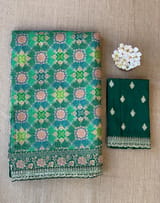 Emerald Green & Blue Banarasi bandhini georgette SS5051
