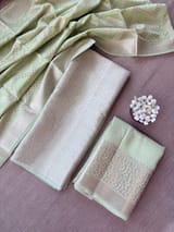 Mint Green Banarasi Mul Silk Brocade 3-pc Sharara Suit set : SS62J11