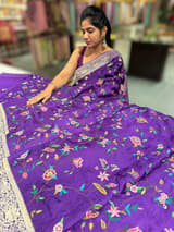 Brinjal Mashru Banaras with petite Point embroidery SS5006