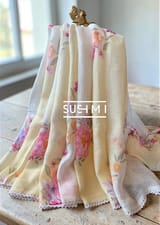 Floral printed handloom lenin saree