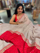 Crush Tissue Saree with Bandhini  & Sabhya borders