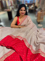 Crush Tissue Saree with Bandhini  & Sabhya borders