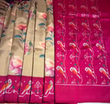 Chickoo & Pink combo Printed ikkath Patola saree SS50344